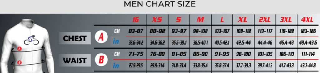 jersey sizing chart